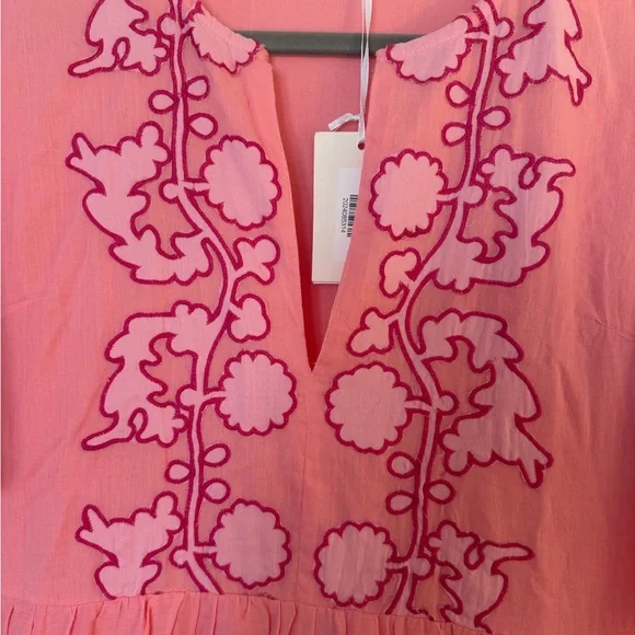 Oliphant Pink Maxi Dress with Dark Pink Embroidery - Picture 6 of 6